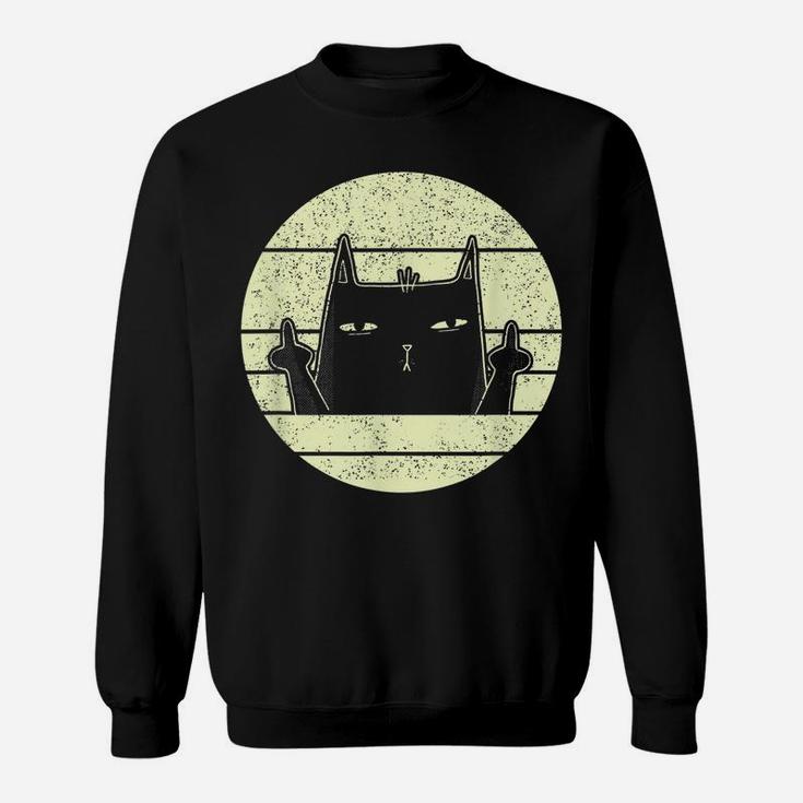 Retro Cat | Vintage Annoyed Black Cat In Bad Mood Cat Lover Sweatshirt