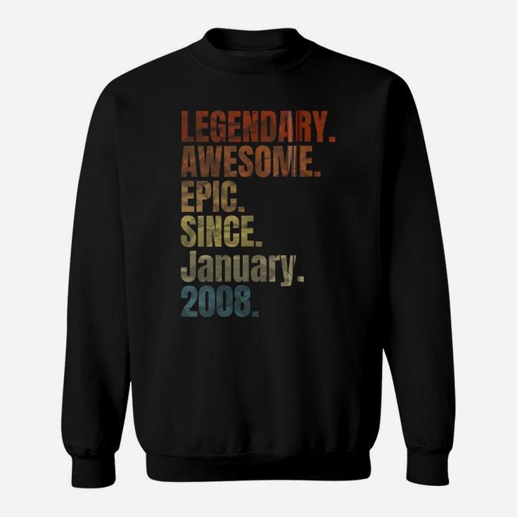Retro Legendary Since January 2008 T Shirt 12 Years Old Zip Hoodie Sweatshirt