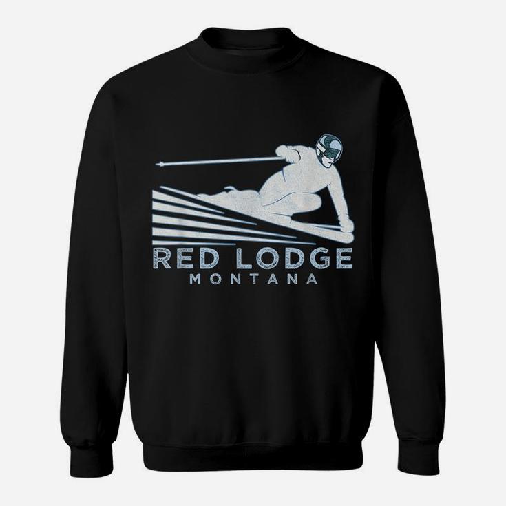 Retro Ski Red Lodge, Montana Illustration - Vintage Snow Ski Sweatshirt