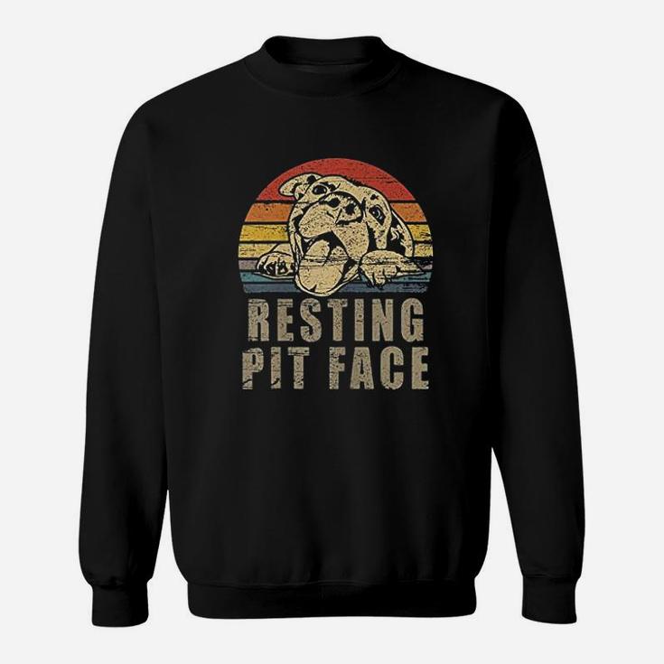Retro Vintage Resting Pit Face Pitbull Sweatshirt