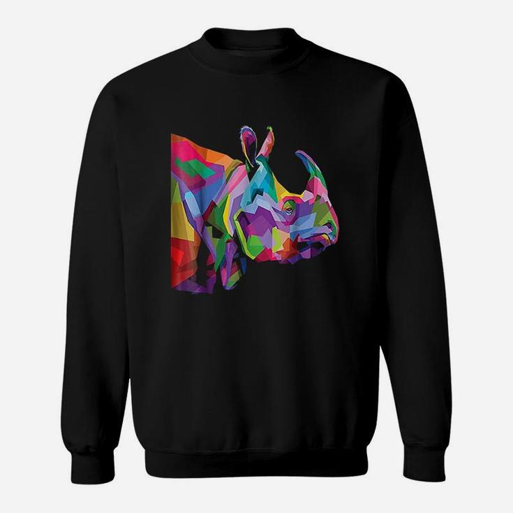 Rhinoceros  Colorful Rhino's Head Pop Art Sweatshirt