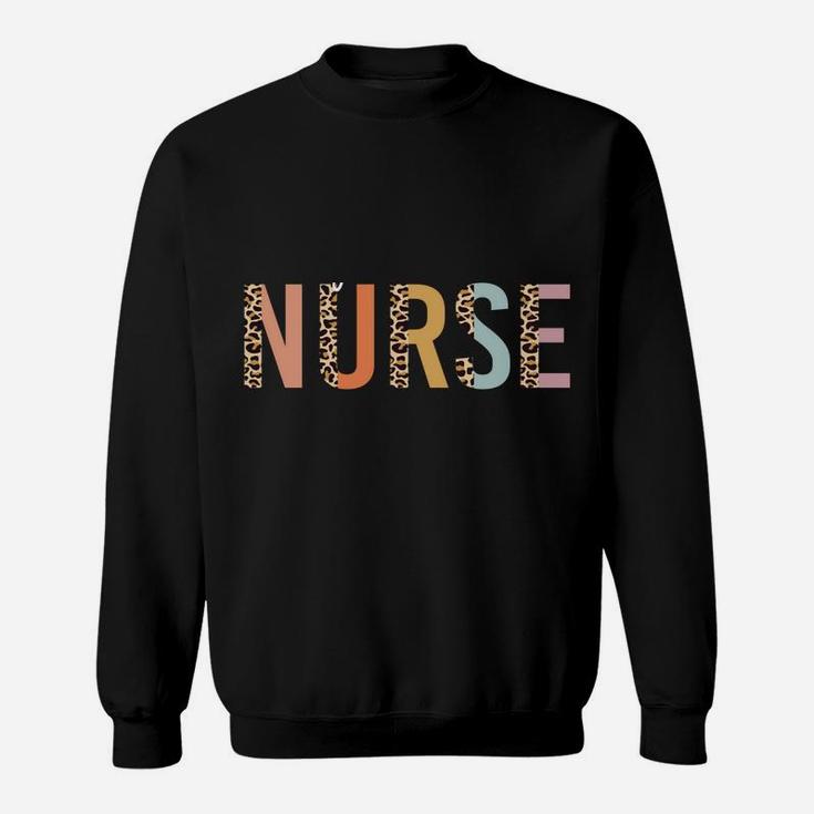 Rn Nurse Leopard Print Registered Nurse Nursing School Women Sweatshirt Sweatshirt