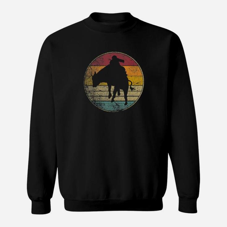 Rodeo Cowboy Bull Riding Vintage Retro Silhouette Distressed Sweatshirt