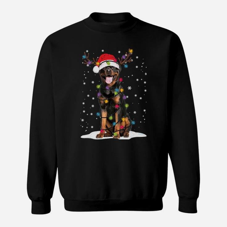 Rottweiler Christmas Tree Light Pajama Dog Lover Xmas Gift Sweatshirt Sweatshirt