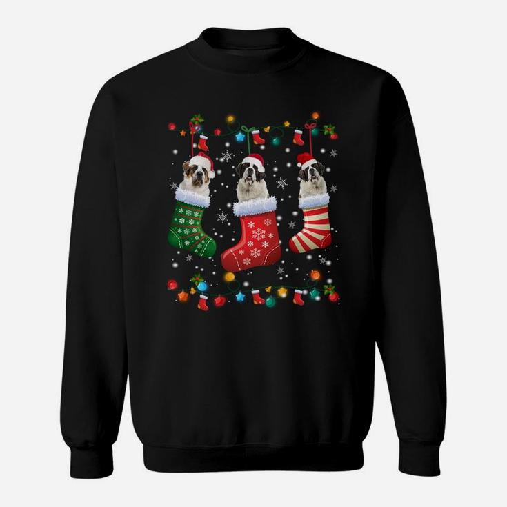 Saint Bernard Christmas Socks Funny Pajama Xmas Dog Lover Sweatshirt Sweatshirt
