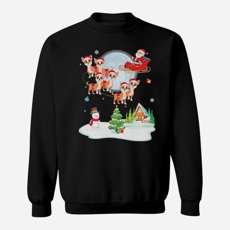 Santa Claus Chihuahua Dogs Snowman Dance Noel Presents Sweatshirt