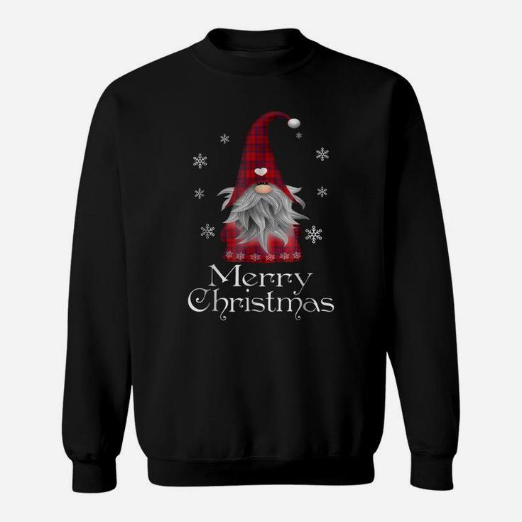 Santa Claus Garden Gnome Merry Christmas Plaid T Shirt Sweatshirt