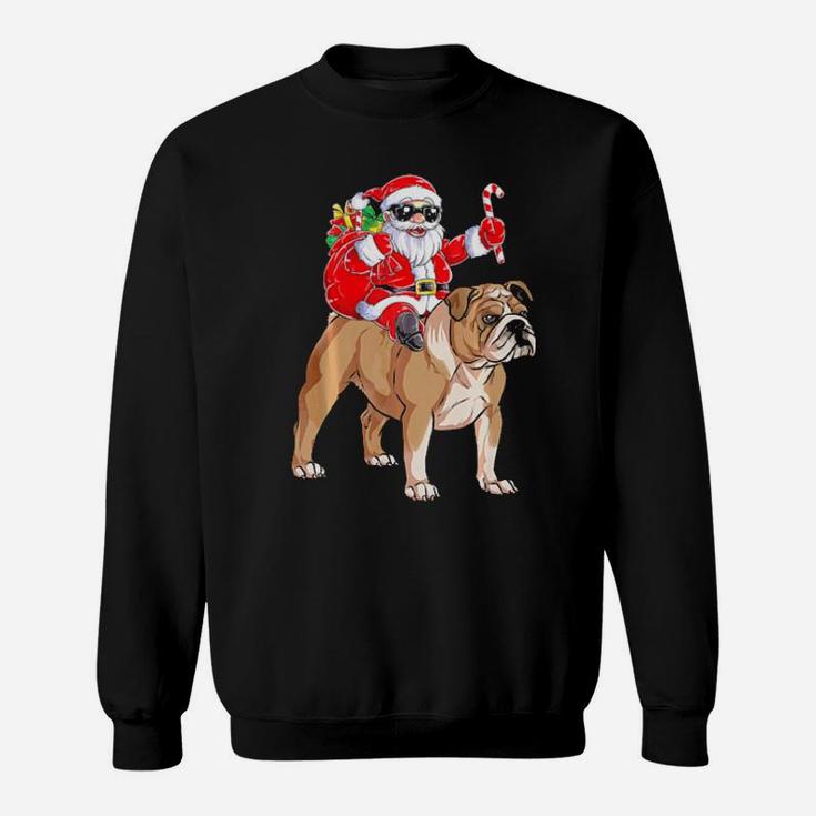 Santa Claus Riding English Bulldog Xmas Gifts Dog Sweatshirt