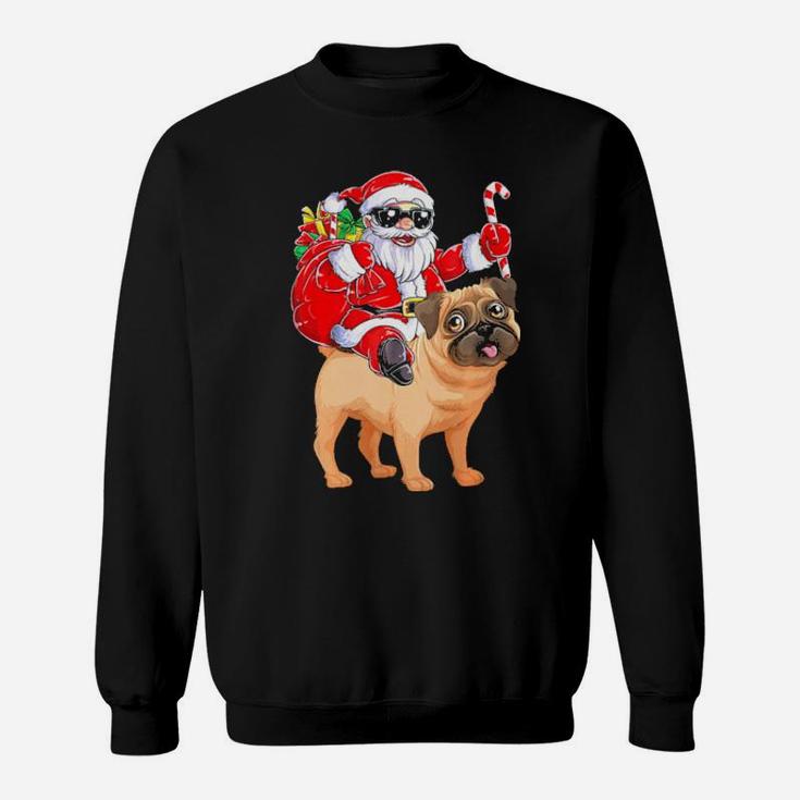Santa Claus Riding Pug Xmas Gifts Dog Sweatshirt