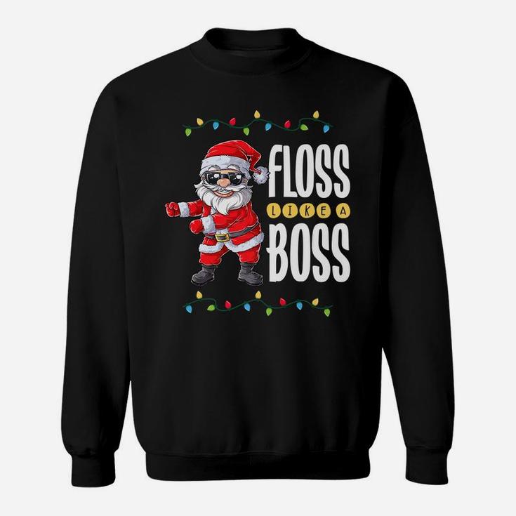 Santa Floss Like A Boss Christmas Boys Kids Xmas Flossing Sweatshirt