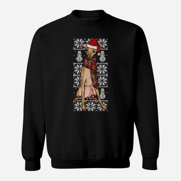 Santa Hat Xmas Italian Greyhound Ugly Christmas Sweatshirt Sweatshirt