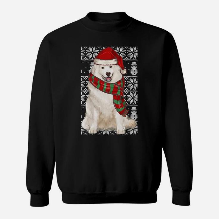Santa Hat Xmas Samoyed Ugly Christmas Sweatshirt Sweatshirt