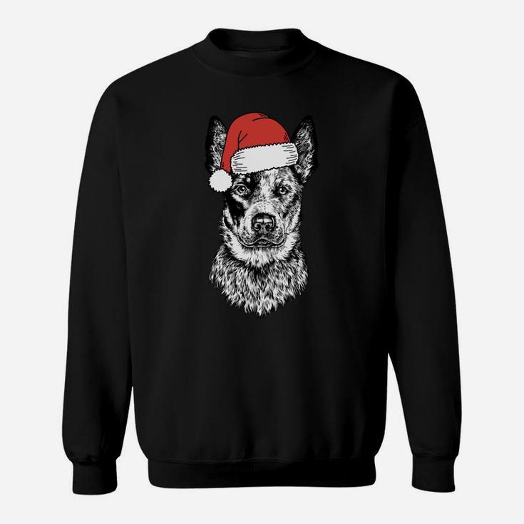 Santa Heeler Australian Cattle Dog Ugly Christmas Sweatshirt