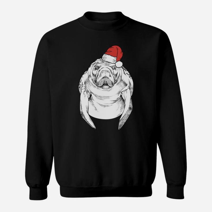 Santa Manatee Sea Cow Animal Ugly Christmas Sweatshirt