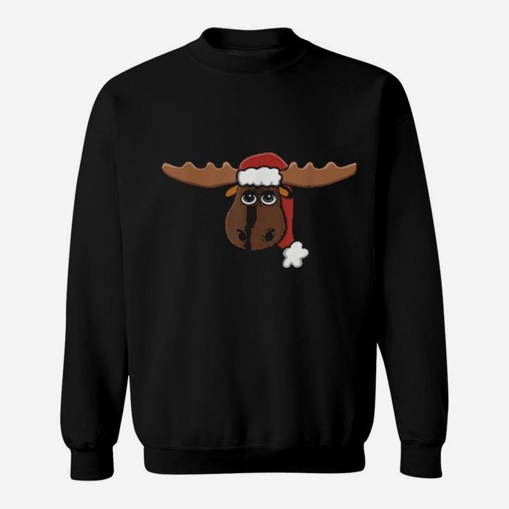 Santa Moose With Hat Sweatshirt