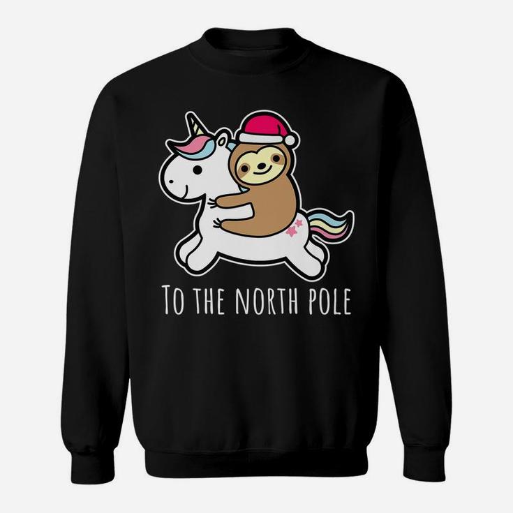 Santa Sloth Riding Unicorn Funny Girl Christmas Shirt Gift Sweatshirt