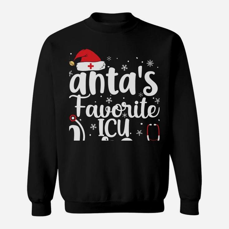 Santa's Favorite Icu Nurse Merry Christmas Cute Nurse Gifts Sweatshirt Sweatshirt