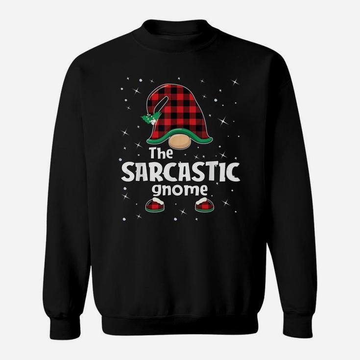 Sarcastic Gnome Buffalo Plaid Matching Christmas Gift Pajama Sweatshirt