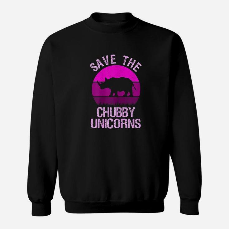 Save The Chubby Unicorns Retro Style Rhino Gift Sweatshirt