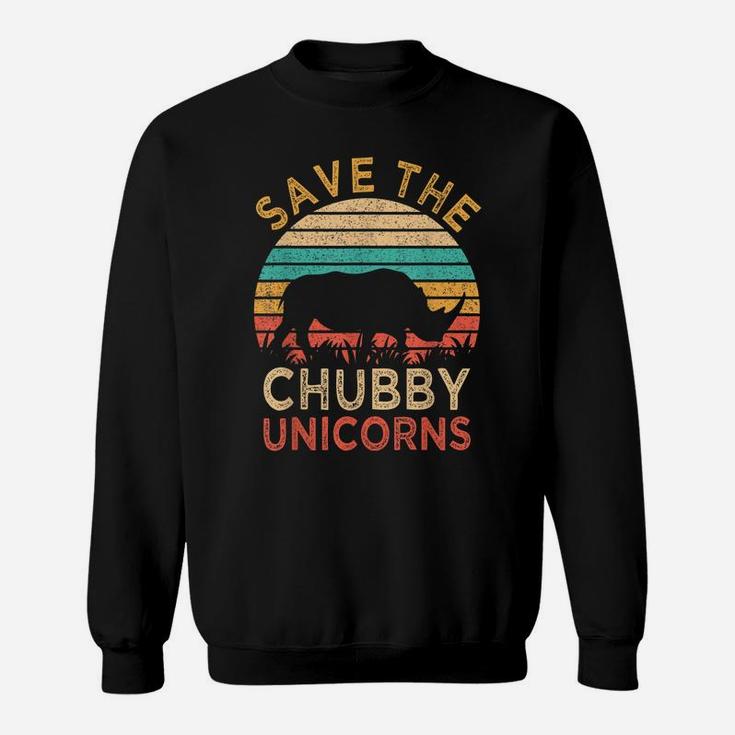 Save The Chubby Unicorns Vintage Funny Rhino Animal Rights Sweatshirt