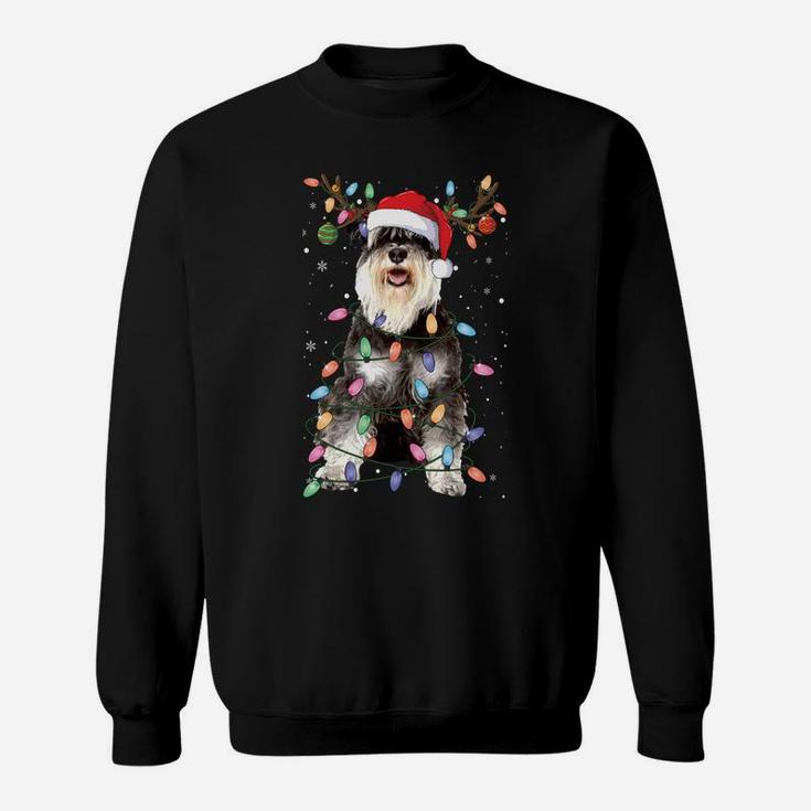 Schnauzer Christmas Reindeer Light Pajama Dog Lover Xmas Sweatshirt Sweatshirt
