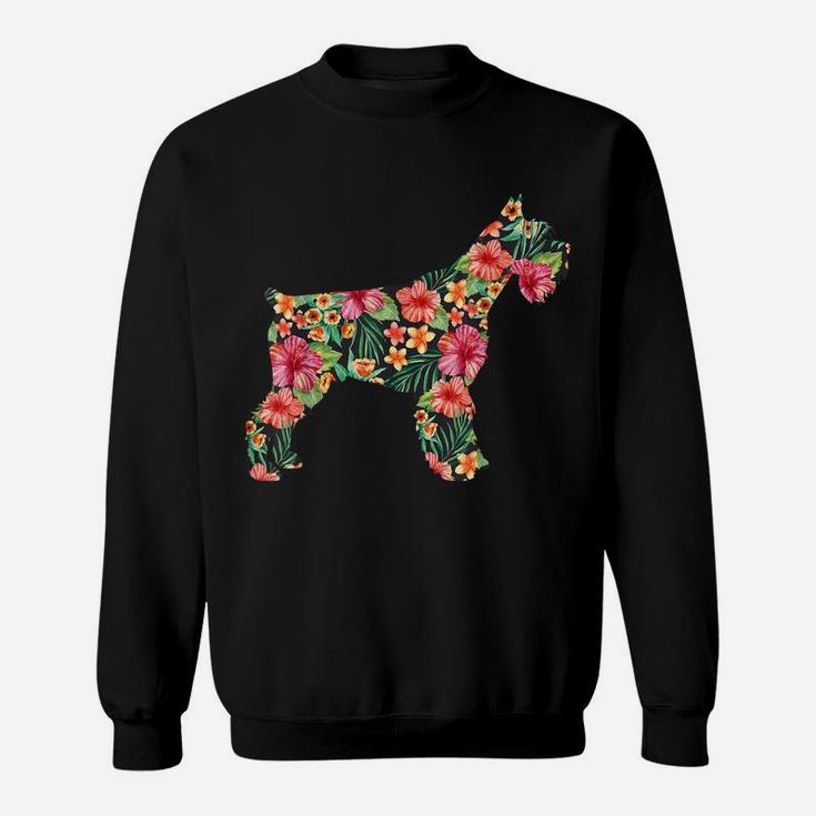 Schnauzer Flower Funny Dog Silhouette Floral Gifts Women Sweatshirt