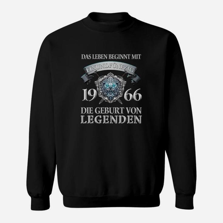 Schwarzes Herren Sweatshirt 1966 Geburt von Legenden Aufdruck, Retro Design