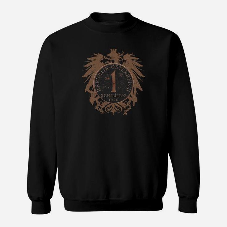 Schwarzes Herren-Sweatshirt mit Vintage-Kompass & Löwen-Wappen Design