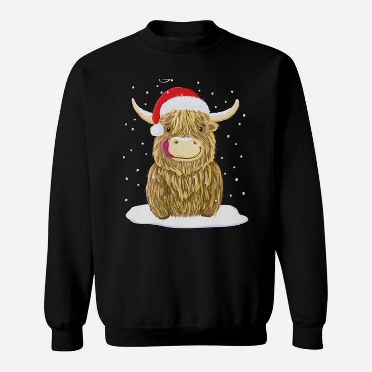Scottish Highland Cow Merry Christmas Snow Sweatshirt