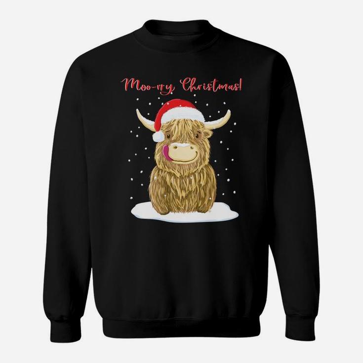 Scottish Highland Cow Merry Christmas Snow Sweatshirt Sweatshirt