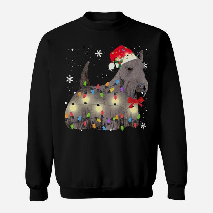 Scottish Terrier Dog Christmas Light Xmas Mom Dad Gifts Sweatshirt