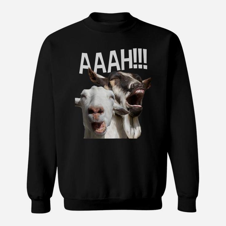 Screaming Goats Aaah Funny Crazy Goat Lover Print Raglan Baseball Tee Sweatshirt