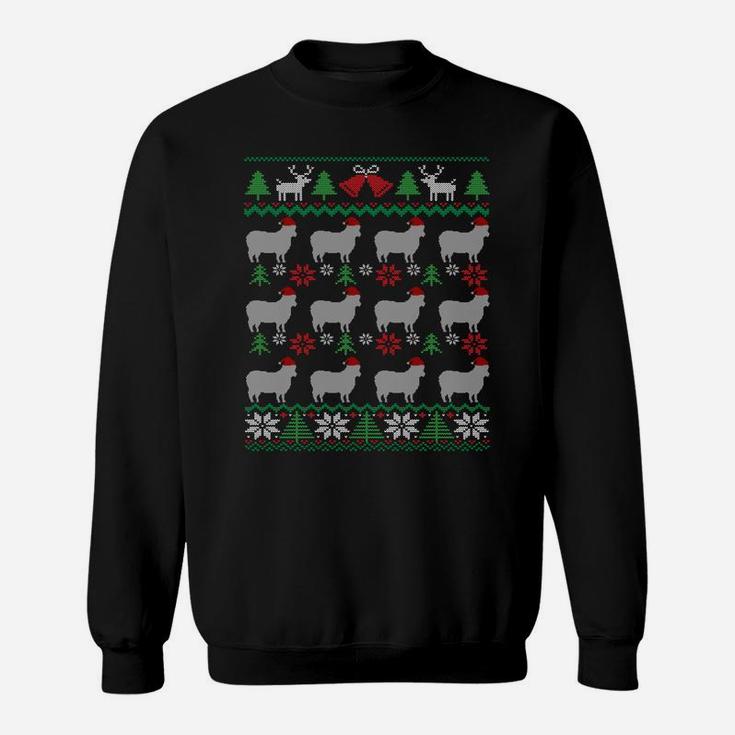 Sheep Wearing Santa Claus Hat Funny Farmer Ugly Christmas Sweatshirt Sweatshirt