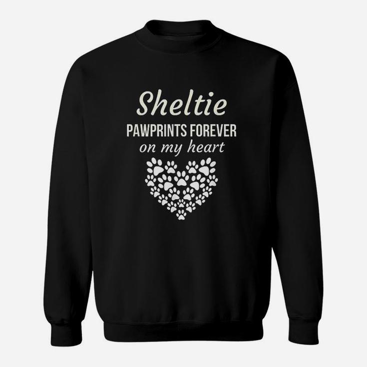 Sheltie Pawprints Forever On My Heart Sweatshirt