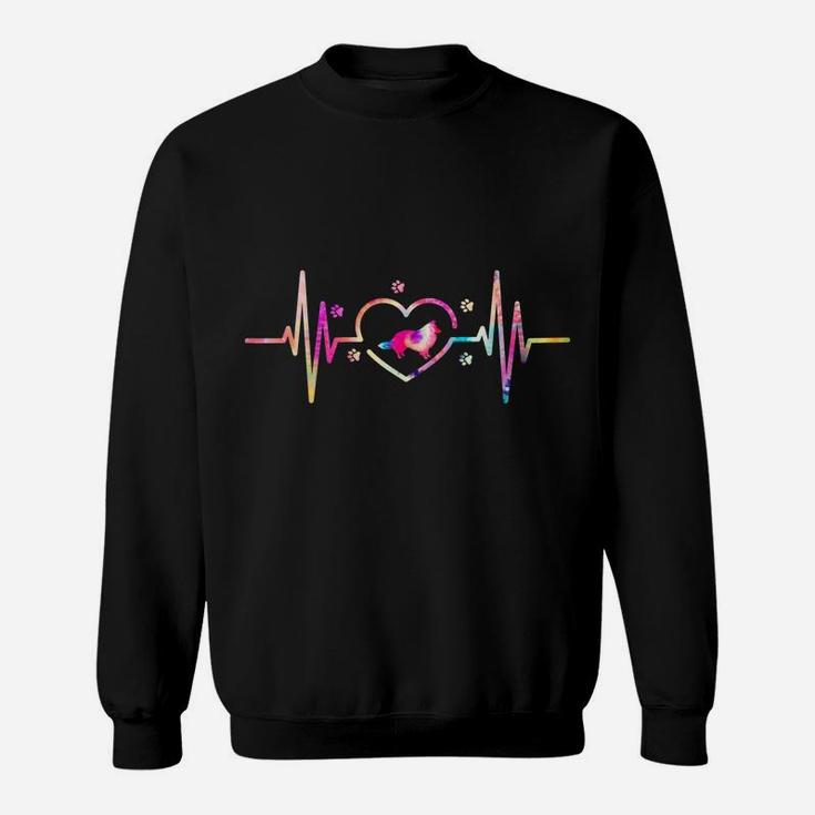 Shetland Sheepdog Mom Dad Tie Dye Heartbeat Dog Lover Sweatshirt