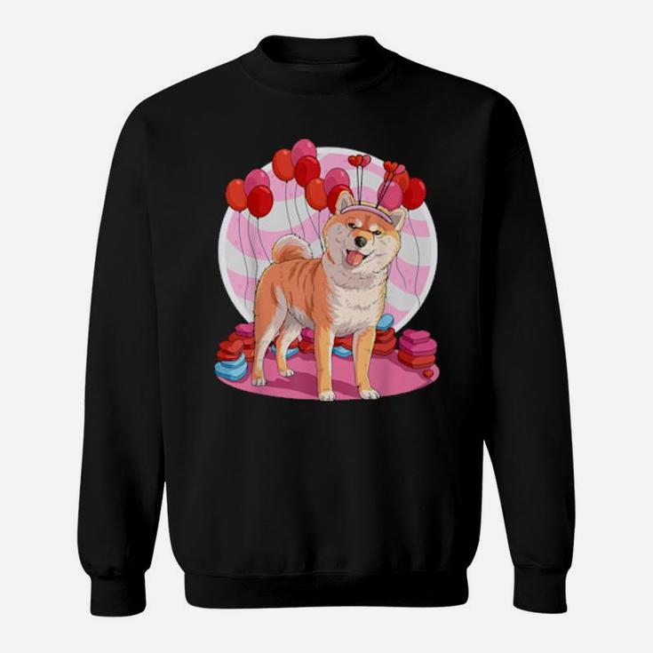 Shiba Inu Dog Heart Valentine Day Decor Sweatshirt