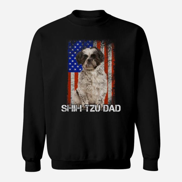 Shih Tzu Dog Dad Father Day American Flag Sweatshirt