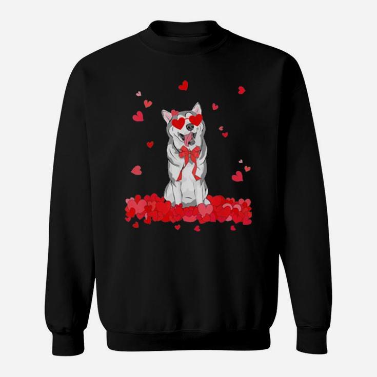 Siberian Husky Dog Valentines Day Sweatshirt