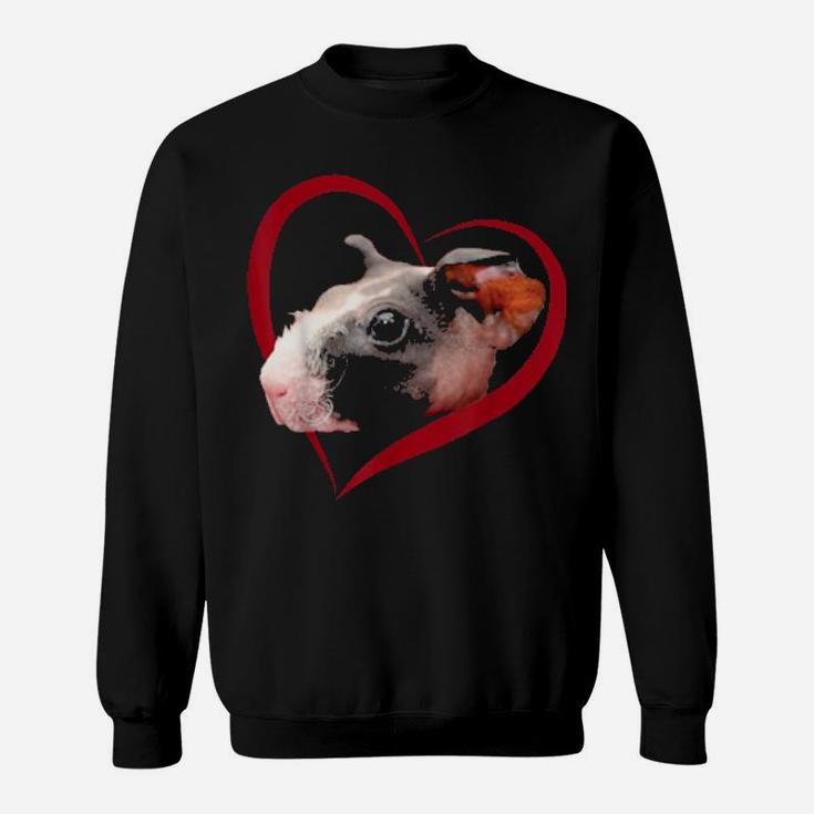 Skinny Guinea Pig Love Heart Valentines Day Sweatshirt