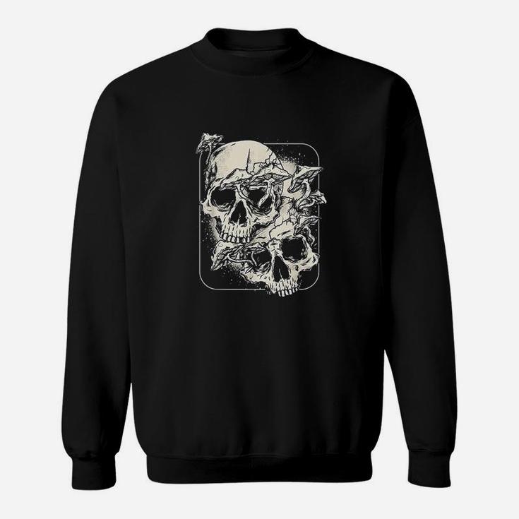 Skull Morel Mushrooms Mycologist Goth Mushroom Art Sweatshirt