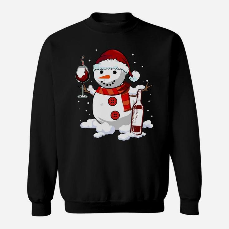Snowman Wine Christmas 2019 Gift - Drinking Xmas Wine Lovers Sweatshirt Sweatshirt