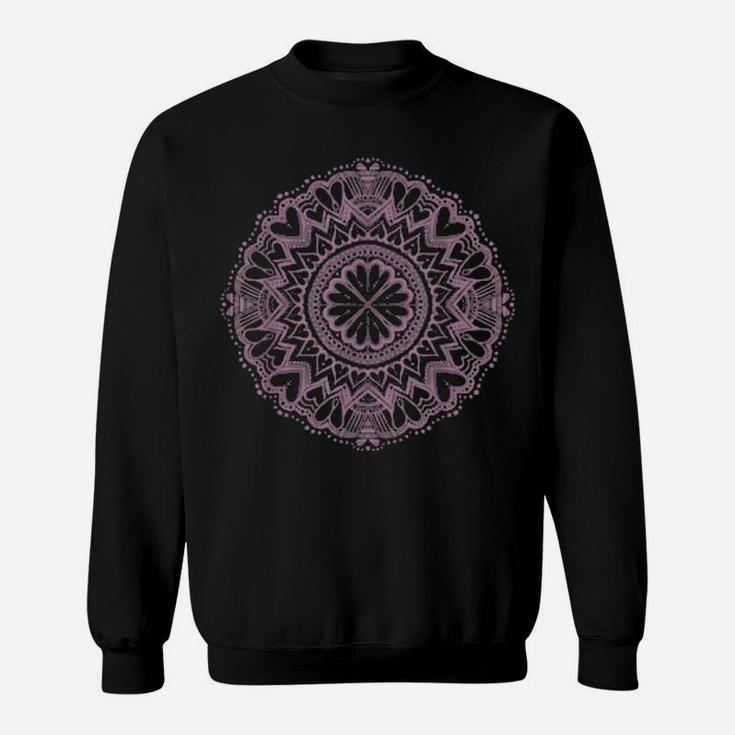 Soft Valentines Day Hearts Pastel Mandala Art Nature Yoga Sweatshirt