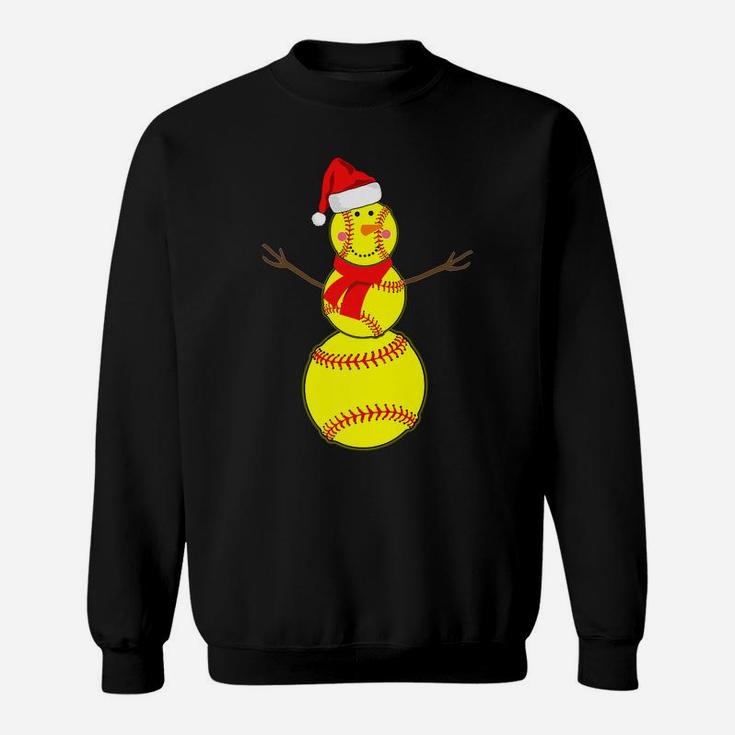 Softball Snowman Christmas Santa Hat Scarf Matching Pajama Sweatshirt