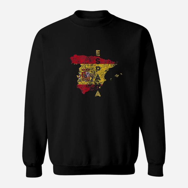 Spanish Map And Flag Souvenir  Distressed Espana Sweatshirt
