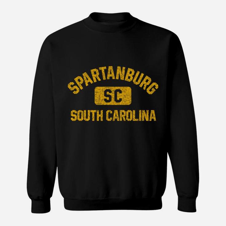 Spartanburg Sc South Carolina Gym Style Distress Amber Print Sweatshirt