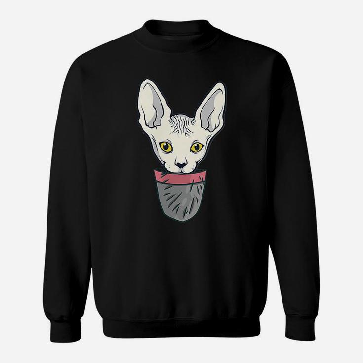 Sphynx Cat Pocket Kitty Themed Gifts Pet Kitten Animal Lover Sweatshirt