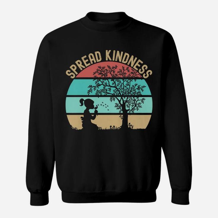 Spread Kindness Dandelions Girl Under Tree Retro Sunset Sweatshirt