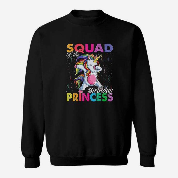 Squad Of The Birthday Princess Girl Dabbing Unicorn Theme Sweatshirt