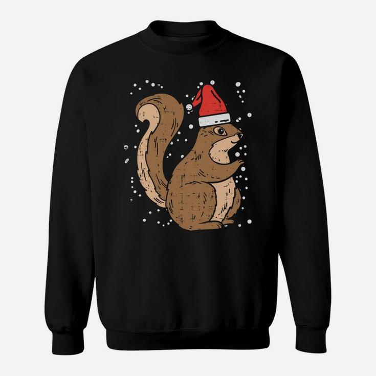 Squirrel Santa Hat Christmas Xmas Pajama Animal Lover Gift Sweatshirt Sweatshirt
