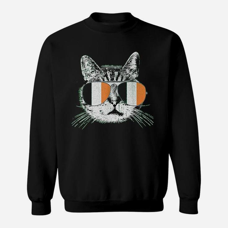 St Patricks Day Cat Irish Flag Catty Catricks Men Women Sweatshirt